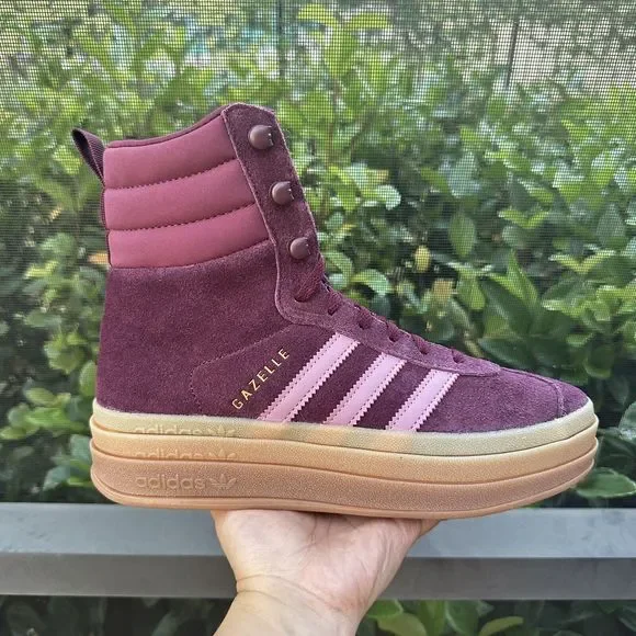 Adidas Gazelle High Boots Maroon Gum Women's Athletic Shoes ID6882